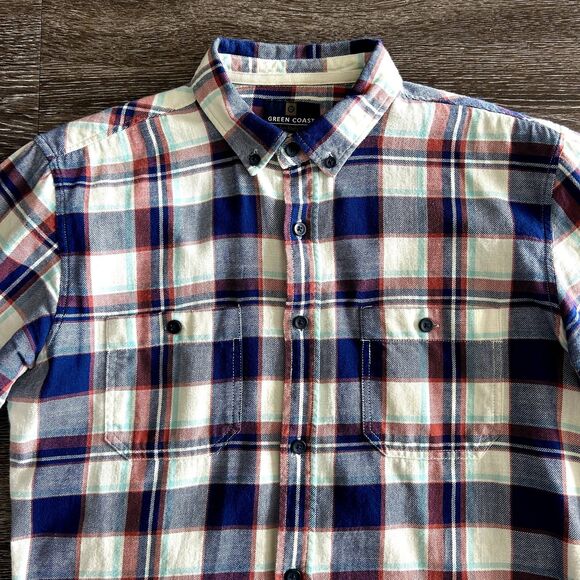 EUC Green Coast 1992 Men’s Plaid Flannel‎ Button Down Shirt Size Small Button-Up - Picture 1 of 7